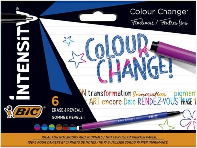 Tűfilc készlet, színváltó, 0,4 mm, BIC "Intensity Colour Change", 6 különböző szín