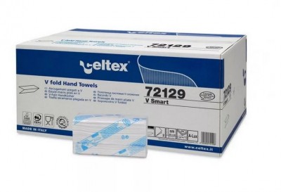 Celtex V Smart hajtogatott kéztörlő, cellulóz, 2 réteg, 25x21cm, 15x200 lap (3000 lap/karton)