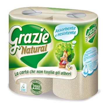 Háztartási papírtörlő Lucart Grazie Natural 2 rtg, 2x100 lap