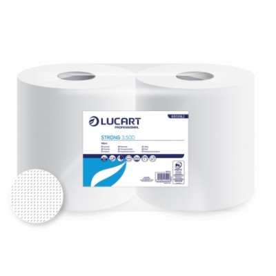 Ipari törlőkendő Lucart STRONG 3.500, 100% cellulóz fehér 3 rétegű 24,5x35 cm.2 tek./csomag.