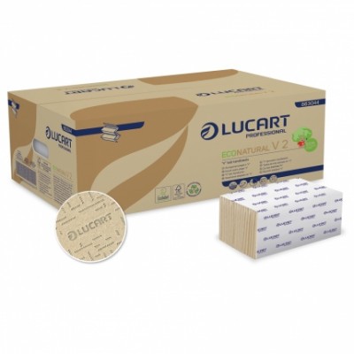 Hajtogatott kéztörlő Lucart Econatural V 2, 2 rtg, 21x21cm 20x190 lap