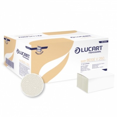 Hajtogatott kéztörlő Lucart Easy Beige V 250 rec 1 rtg, 20x250 lap
