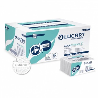 Hajtogatott kéztörlő Lucart Z AQUASTREAM 2 rétegű, hófehér, 242 x 15 lap