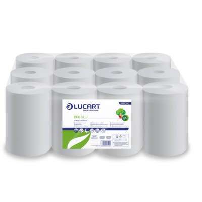 Tekercses kéztörlő Lucart ECO CF14 2 rétegű csontfehér 100% reciklált 250 lap 12 tekercs/csomag
