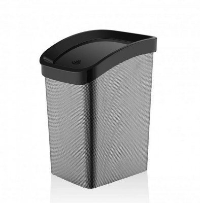 Műanyag Smart Click billenőfedeles szemetes, fekete/carbon mintás 23L
