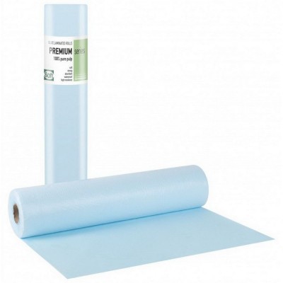 Orvosi lepedő fóliával ELITE kék Papír+PE 50cm 50m 132 lap, 12 tekercs/karton, 32 karton/raklap